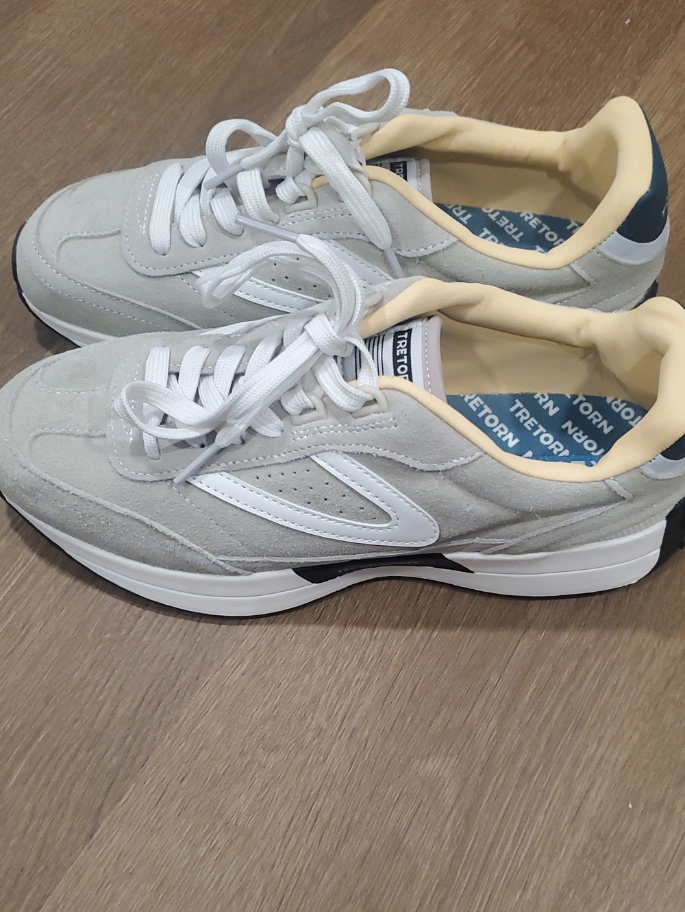 Tretorn  Light Gray Suede Sneakers with Cream Lining